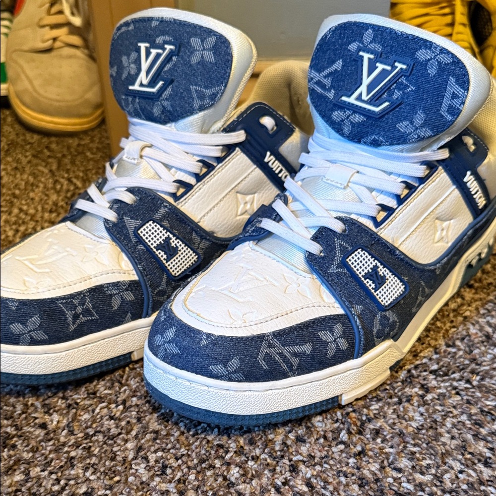 Louis Vuitton Blue and White Monogram Sneakers